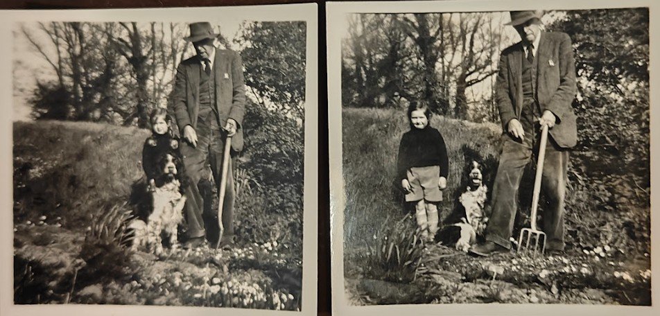 Henry Tresawna in the garden with a young girl
